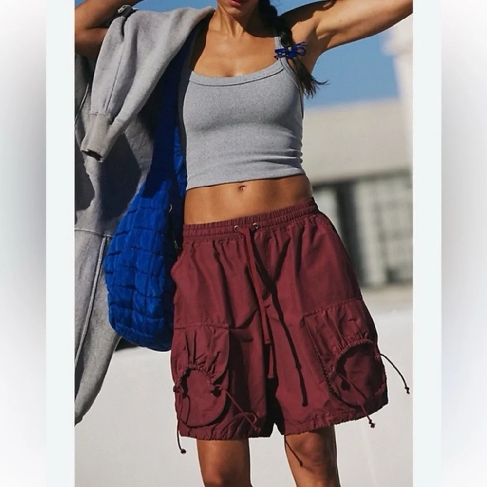 FP Movement by Free People Cargo Shorts in Burgundy - Picture 1 of 10